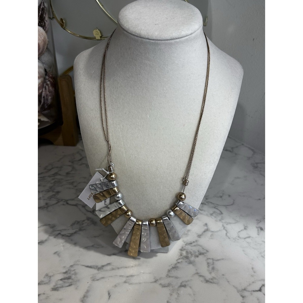 NWT Bancroft Goldโ & Silver Toned Hammered Fan Necklace